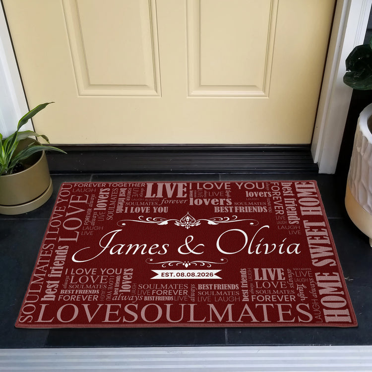 Live Love Home Sweet Home Custom Name Couple New Home Christmas Gift - Personalized Doormat 2
