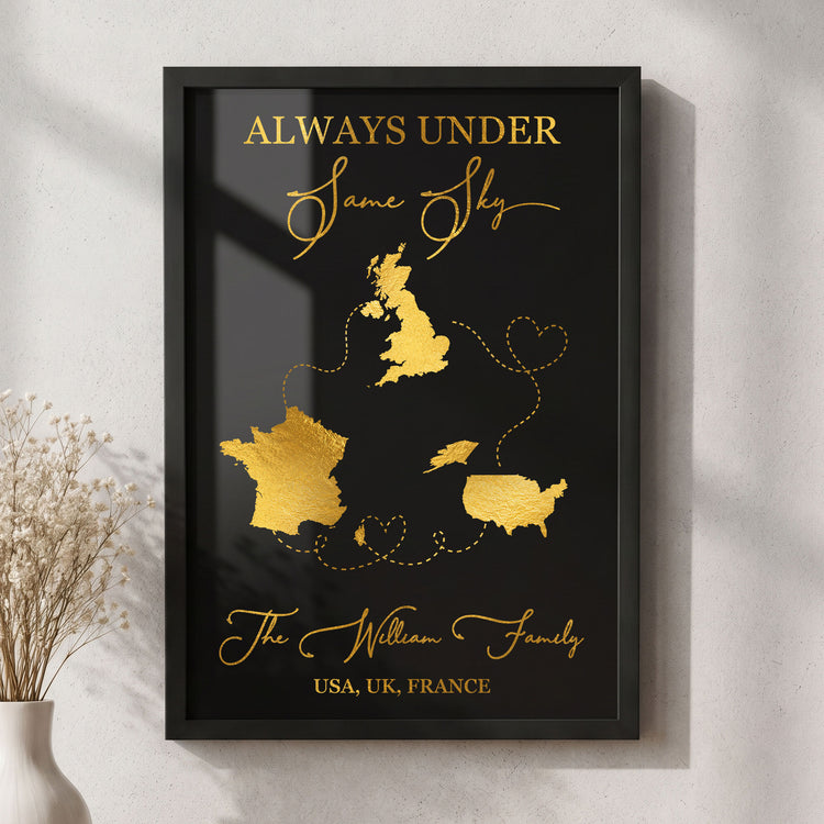 Long Distance Always Under The Same Style Foil Printed Wall Art - Personalized Poster 1