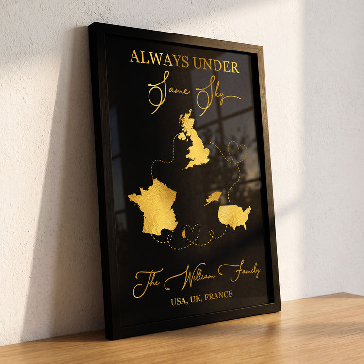 Long Distance Always Under The Same Style Foil Printed Wall Art - Personalized Poster 2