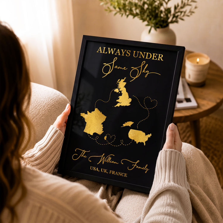 Long Distance Always Under The Same Style Foil Printed Wall Art - Personalized Poster 4