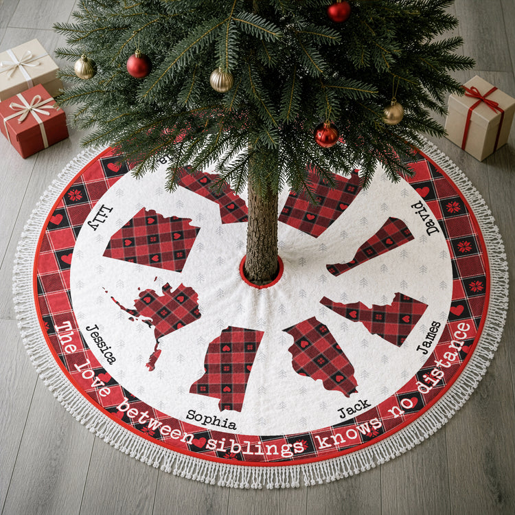 Long Distance Family Christmas Decoration - Personalized Tree Skirt 1
