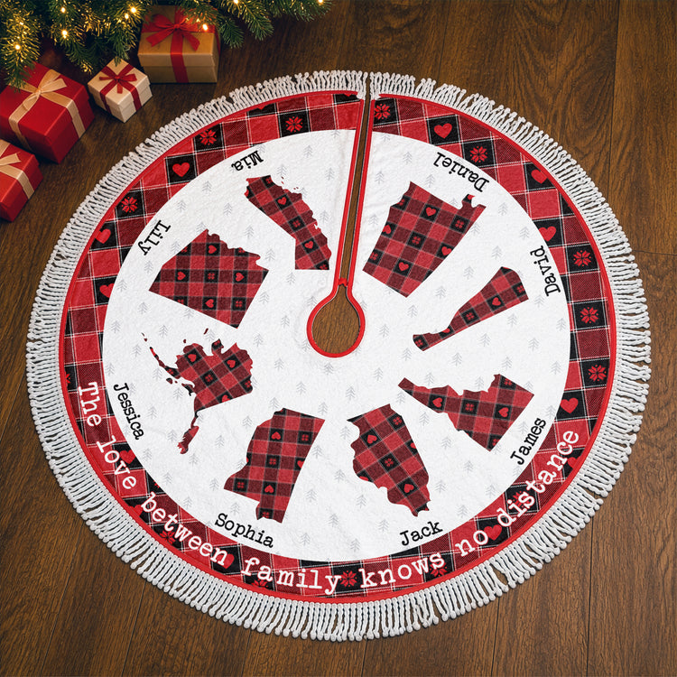 Long Distance Family Christmas Decoration - Personalized Tree Skirt 2