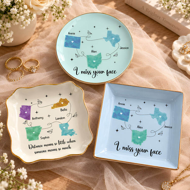 Long Distance Gift For Best Friends, Bff, Sisters - Personalized Jewelry Dish 1