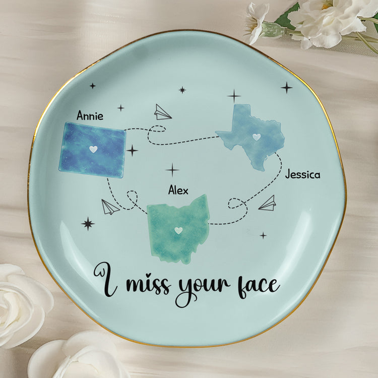 Long Distance Gift For Best Friends, Bff, Sisters - Personalized Jewelry Dish 3