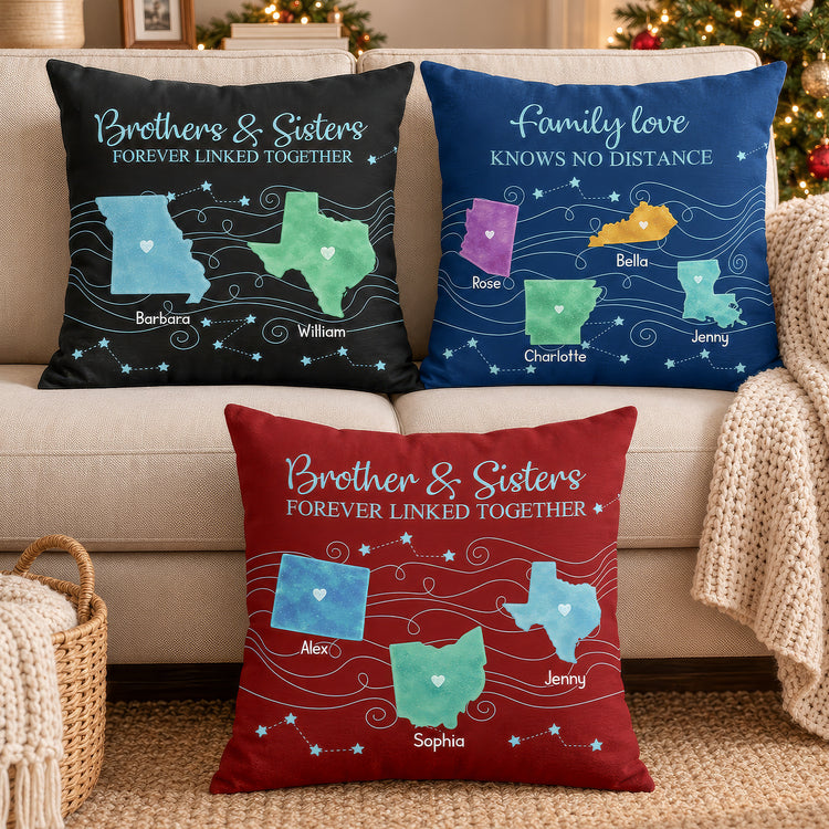 Long Distance Gift For Sisters, Family, Brothers - Personalized Pillow 1