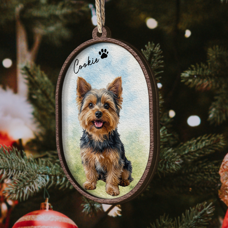 Loss Of Pet Gifts Custom Photo Oil Painting - Personalized Ornament 2
