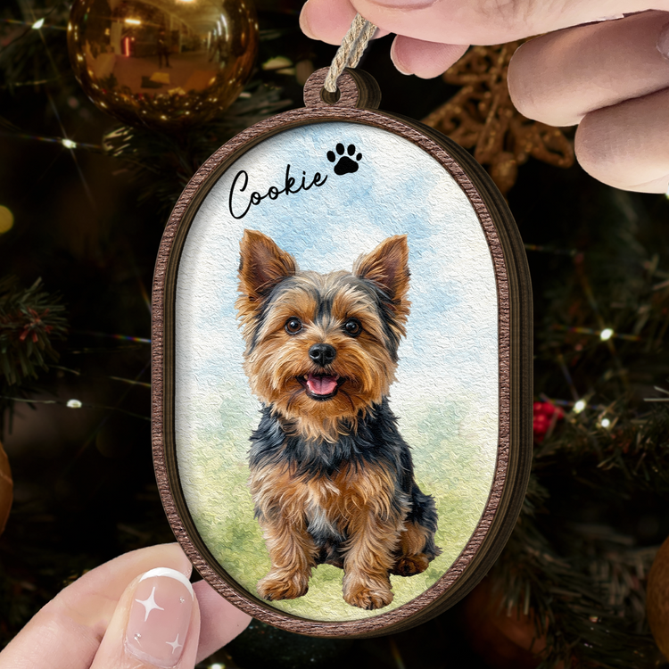 Loss Of Pet Gifts Custom Photo Oil Painting - Personalized Ornament 3