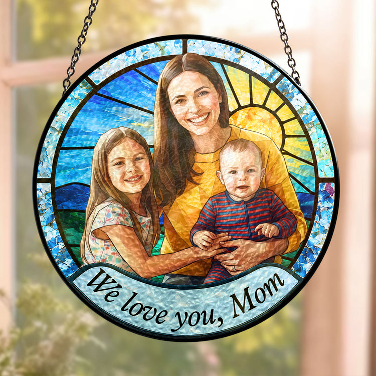 Love You Mom, Grandma Gifts For Her Mother's Day Christmas Gifts - Personalized Window Hanging Suncatcher 2