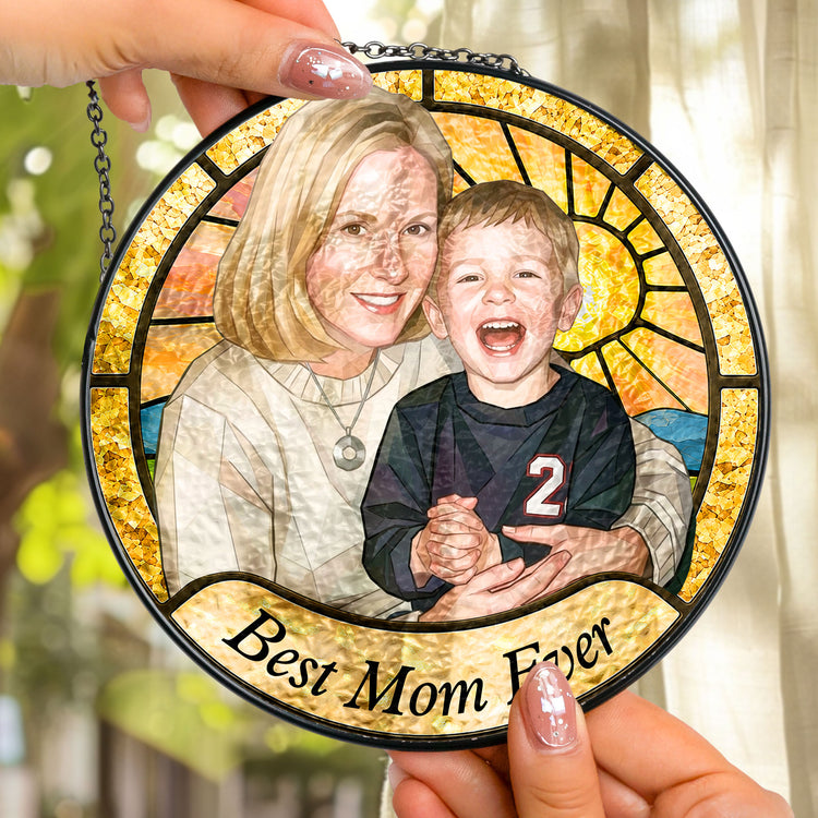 Love You Mom, Grandma Gifts For Her Mother's Day Christmas Gifts - Personalized Window Hanging Suncatcher 3