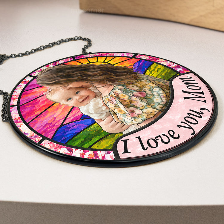 Love You Mom, Grandma Gifts For Her Mother's Day Christmas Gifts - Personalized Window Hanging Suncatcher 4