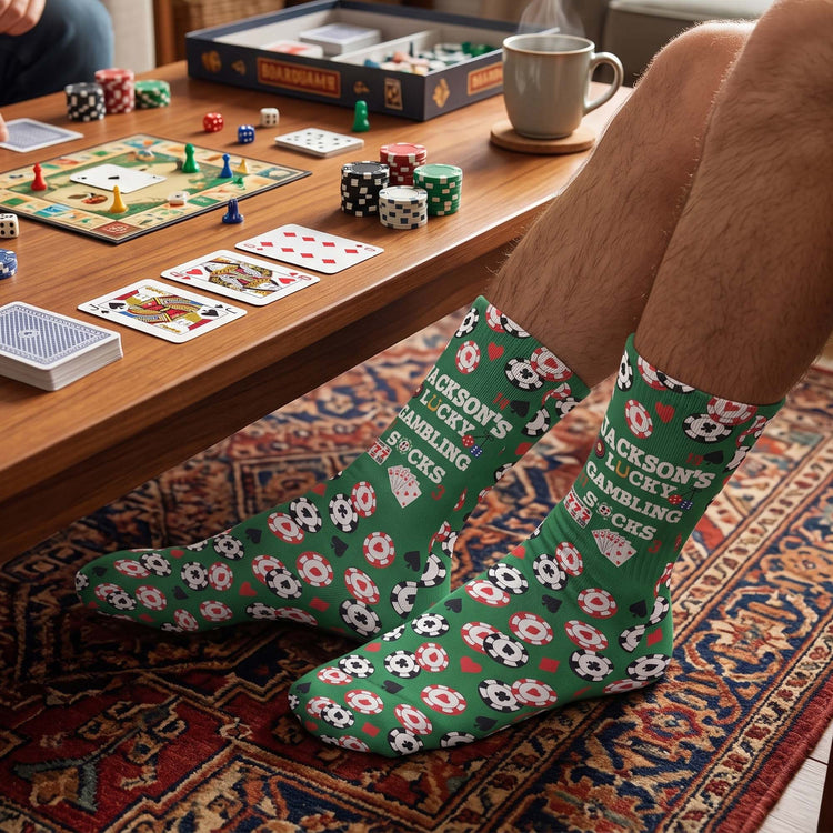 Lucky Gambling Socks, Lucky Pocker Socks - Custom Name & Style - Personalized Socks 1