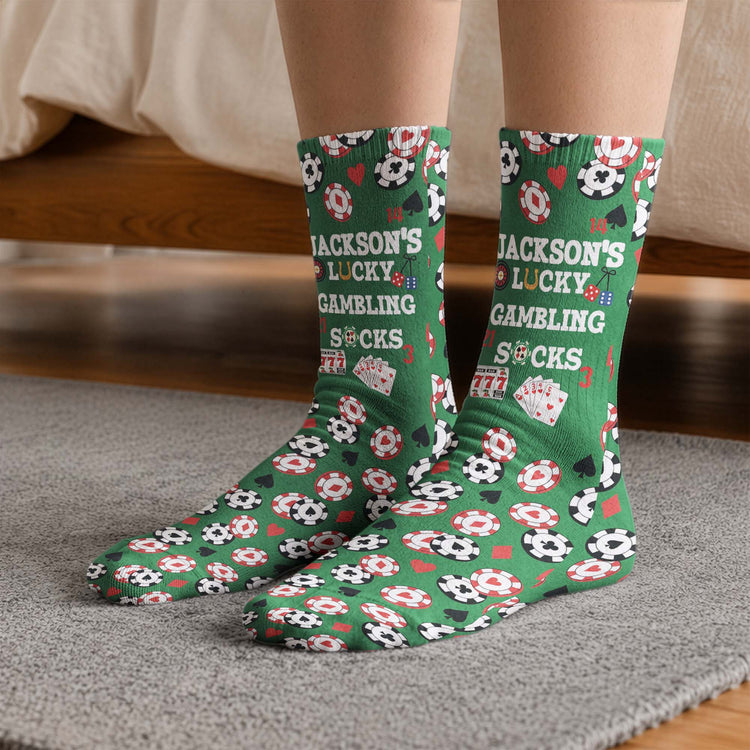 Lucky Gambling Socks, Lucky Pocker Socks - Custom Name & Style - Personalized Socks 8