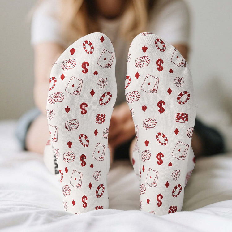 Lucky Gambling Socks, Lucky Pocker Socks - Custom Name & Style - Personalized Socks 10