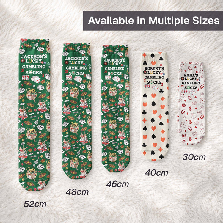 Lucky Gambling Socks, Lucky Pocker Socks - Custom Name & Style - Personalized Socks 12
