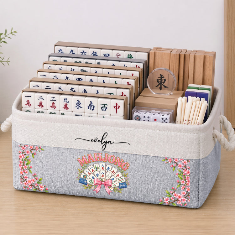 Mahjong Game Night Gift For Mahjong Lover - Personalized Storage Basket 1
