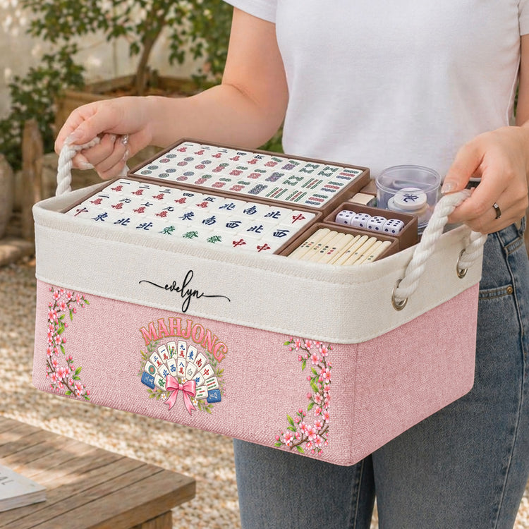Mahjong Game Night Gift For Mahjong Lover - Personalized Storage Basket 2