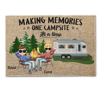 Making Memories One Campsite At A Time - Personalized Doormat - Birthday Gift For Hikers, Campers  - Camping Dolls