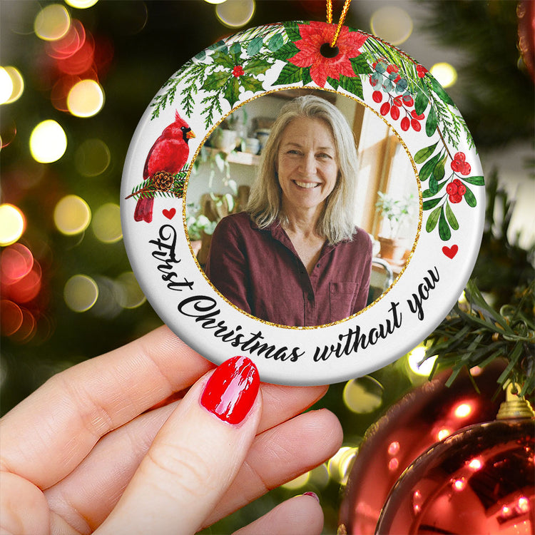 Memorial First Christmas Without Custom Photo - Personalized Ornament 3