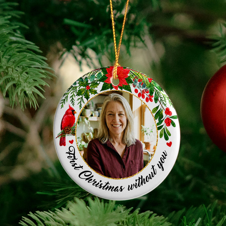 Memorial First Christmas Without Custom Photo - Personalized Ornament 4