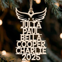 Memorial Ornament With Name 2025 Christmas Tree Angel - Personalized Wooden Ornament