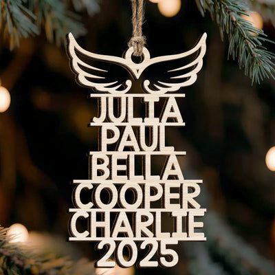 Memorial Ornament With Name 2025 Christmas Tree Angel - Personalized Wooden Ornament