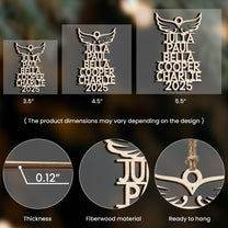 Memorial Ornament With Name 2025 Christmas Tree Angel - Personalized Wooden Ornament