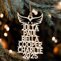 Memorial Ornament With Name 2025 Christmas Tree Angel - Personalized Wooden Ornament
