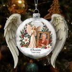 Memory Keepsake Sympathy Gift For Loss Of Family, Mom, Dad 3D Ball With Wings - Personalized Ornament 5