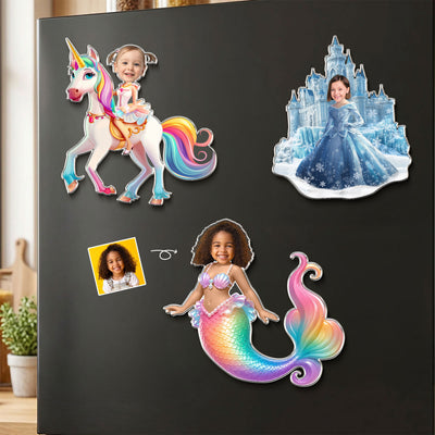 Mermaid, Unicorn, Princess - Gifts For Daughter, Granddaugter, Little Girls - Personalized Magnet