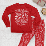 Merry & Married Custom Name Couple First Christmas Gifts For Her, Him - Personalized Pajamas 7