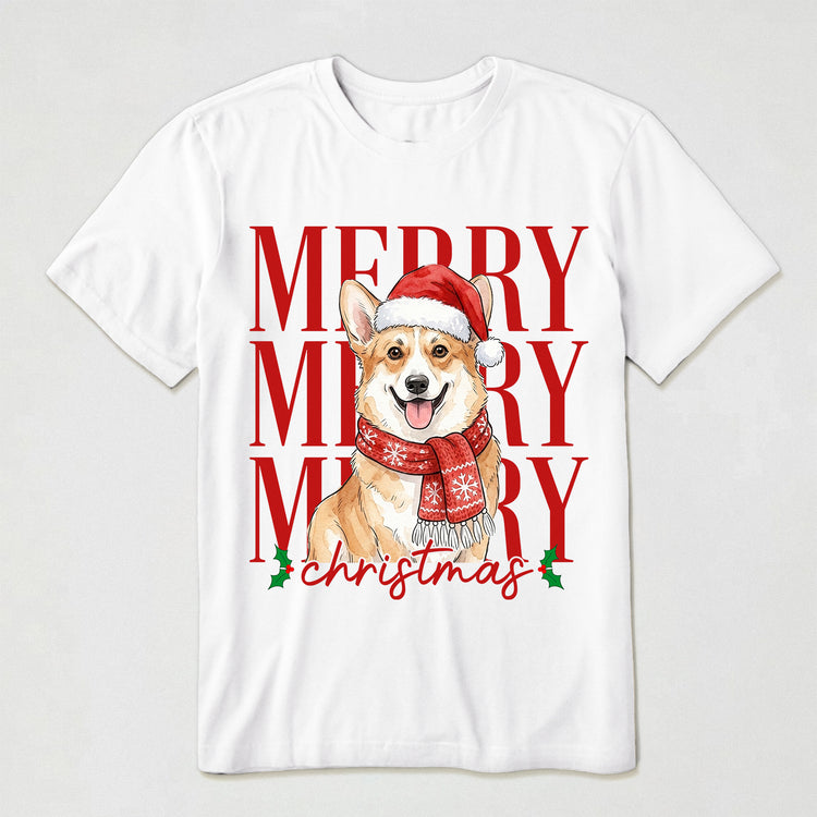 Merry Christmas Custom Pet Portrait Watercolor Art - Personalized Shirt 2