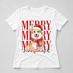 Merry Christmas Custom Pet Portrait Watercolor Art - Personalized Shirt 6
