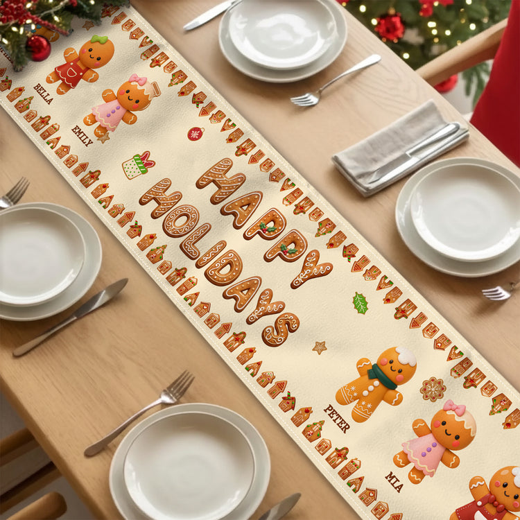 Merry Christmas Cute Gingerbread - Personalized Table Runner 2