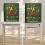 Merry Christmas Happy Holidays Custom Family Name - Personalized Chair Back Cover 5