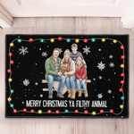 Merry Christmas Ya Filthy Animal Custom Family Photo - Personalized Doormat 2