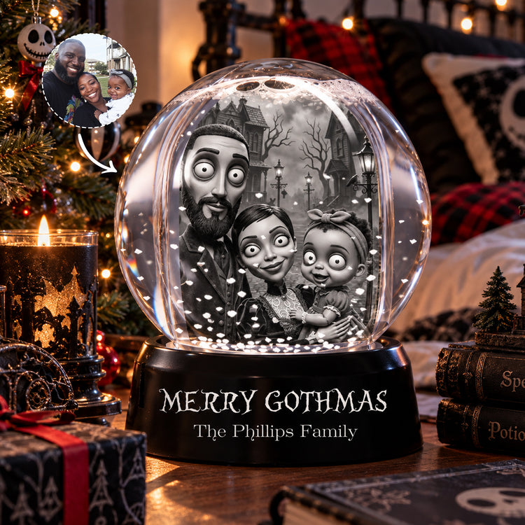 Merry Gothmas Gothic Art Clay - Personalized Snow Globe 1