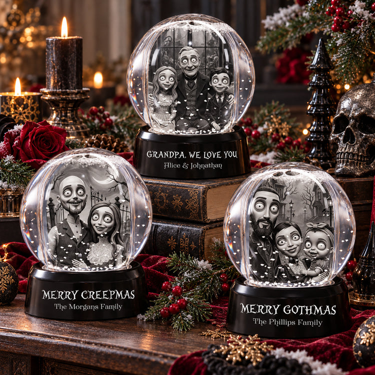 Merry Gothmas Gothic Art Clay - Personalized Snow Globe 4