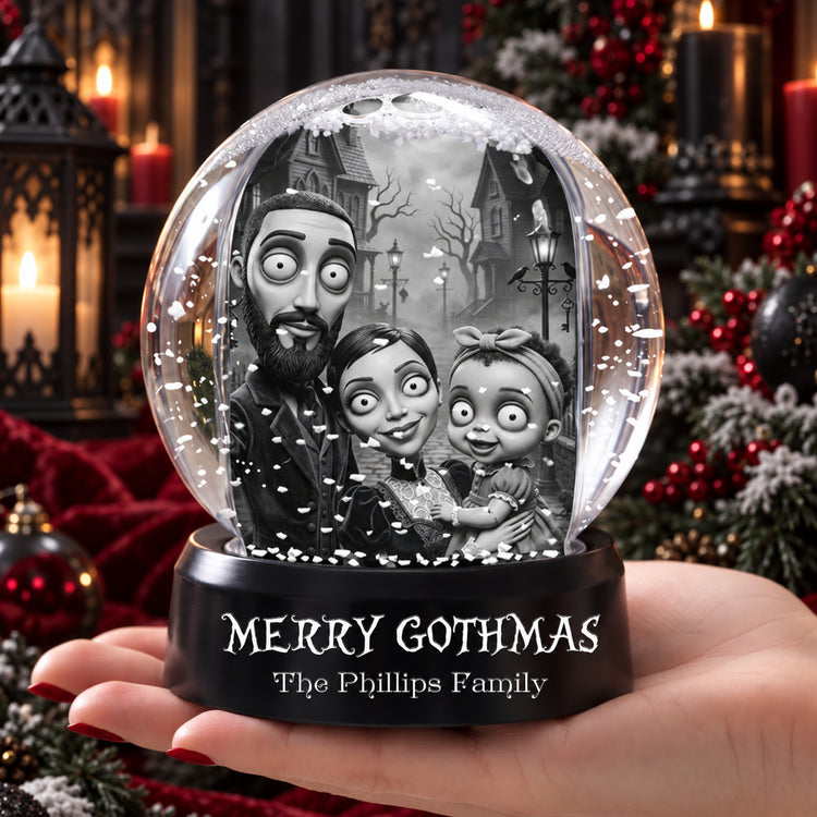 Merry Gothmas Gothic Art Clay - Personalized Snow Globe 5