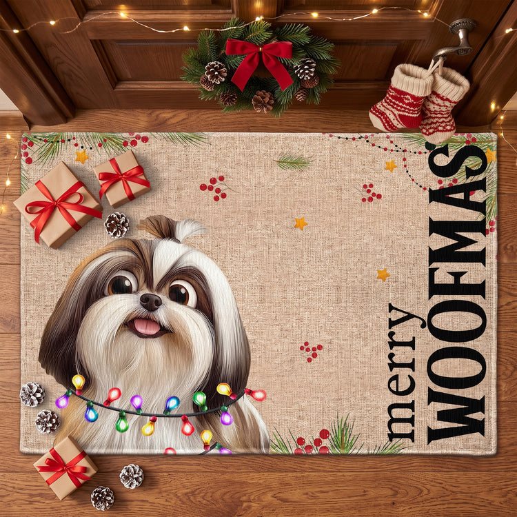 Merry Woofmas Gift For Dog Lover Christmas Decoration, Home Entrance Front Door Decor - Personalized Doormat 2