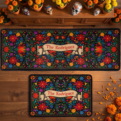 Mexican Cinco De Mayo Floral - Personalized Runner Rug
