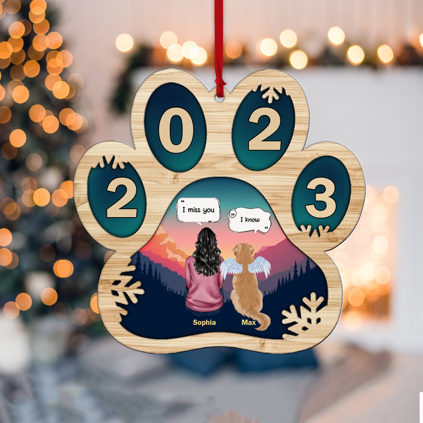 Missing You My Fur Babies - Personalized 2 Layers Wooden Ornament
