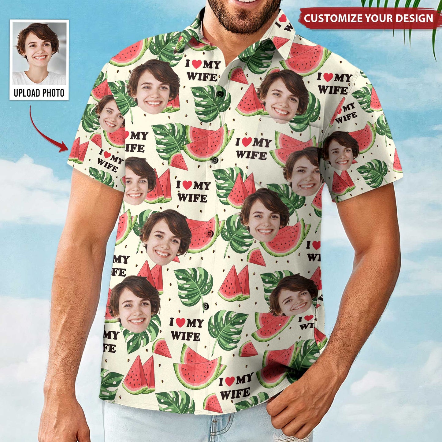 I Love My Wife - Personalized Photo Hawaiian Shirt