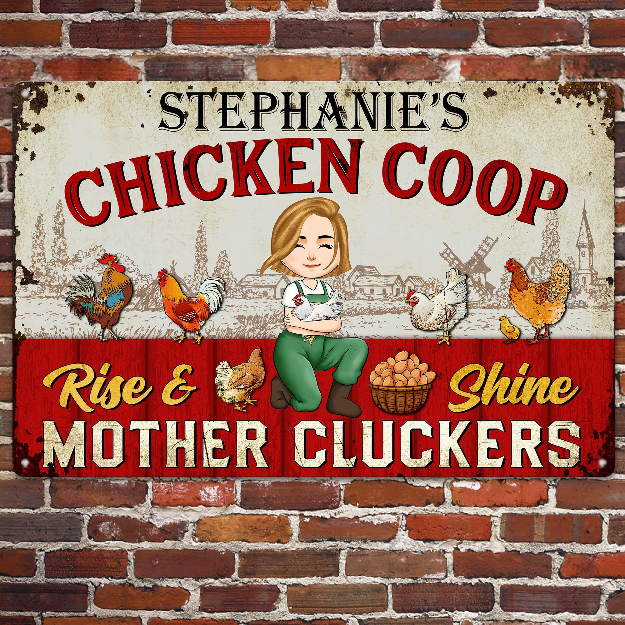 Rise And Shine Mother Cluckers - Personalized Metal Sign