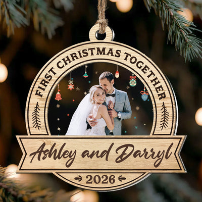 First Christmas Together - Personalized Wood And Acrylic Photo Ornament