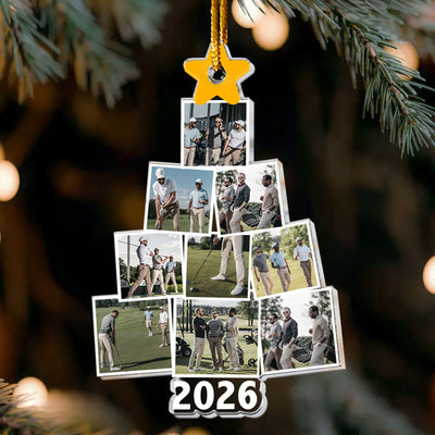 Photo Golfing Christmas Tree - Personalized Acrylic Photo Ornament