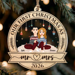 First Christmas As Mr & Mrs - Personalized Acrylic And Wood Ornament