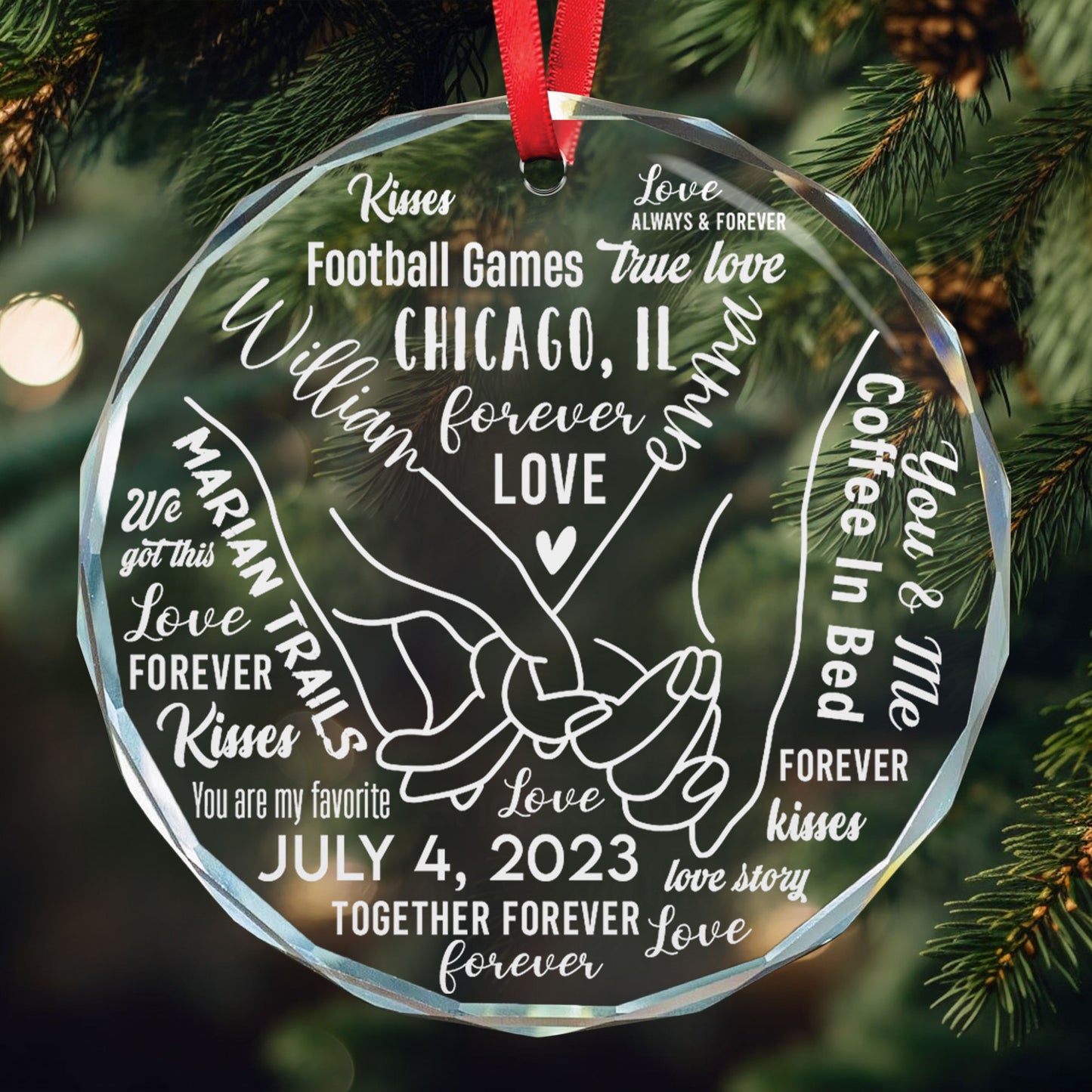 Our Life Together Couples Memories Milestones- Personalized Glass Ornament