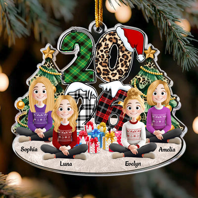 Family Sitting 2026 Cartoon Version - Personalized Acrylic Ornament