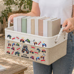 Monster Truck, Unicorn, Astronaut Alphabet Basket Toy Organizer - Personalized Storage Basket 2