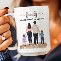 Family, Where Life Begins & Love Never Ends - Personalized Mug